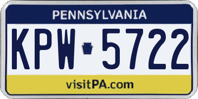 PA license plate KPW5722