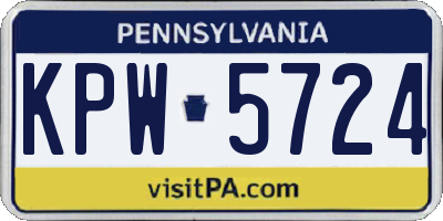 PA license plate KPW5724