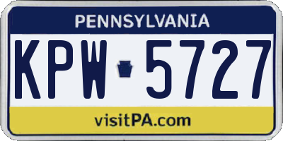 PA license plate KPW5727