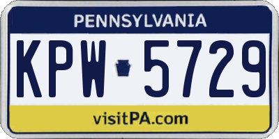 PA license plate KPW5729