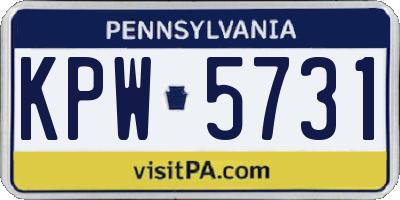 PA license plate KPW5731