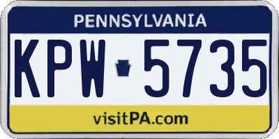 PA license plate KPW5735