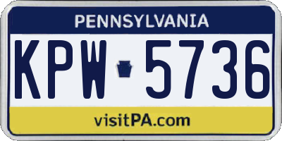 PA license plate KPW5736