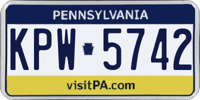 PA license plate KPW5742