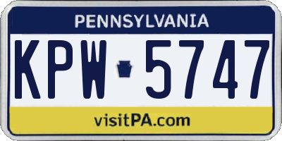 PA license plate KPW5747