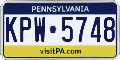 PA license plate KPW5748