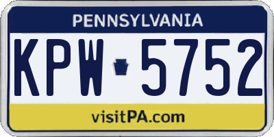 PA license plate KPW5752