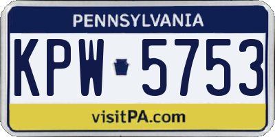 PA license plate KPW5753