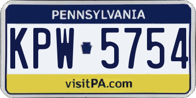 PA license plate KPW5754
