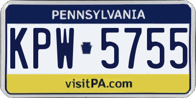 PA license plate KPW5755