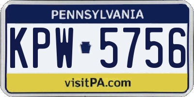 PA license plate KPW5756