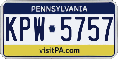 PA license plate KPW5757