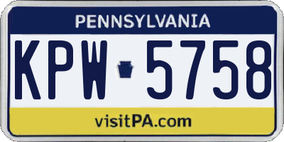 PA license plate KPW5758