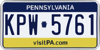 PA license plate KPW5761