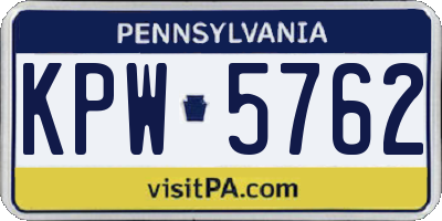 PA license plate KPW5762