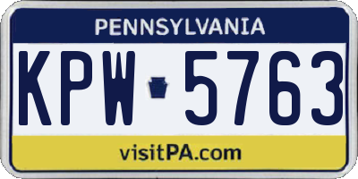 PA license plate KPW5763