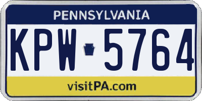 PA license plate KPW5764