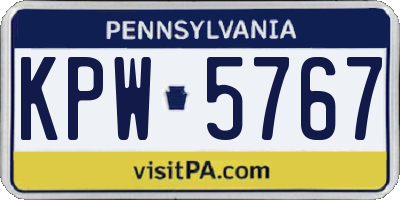 PA license plate KPW5767