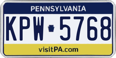 PA license plate KPW5768