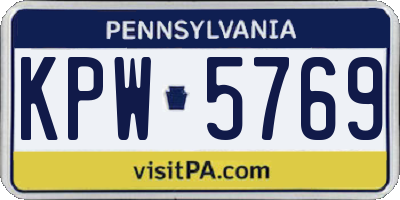 PA license plate KPW5769