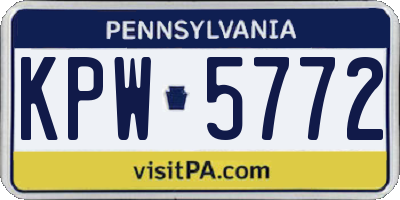 PA license plate KPW5772