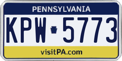 PA license plate KPW5773