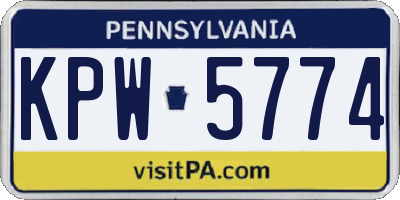 PA license plate KPW5774