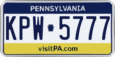PA license plate KPW5777