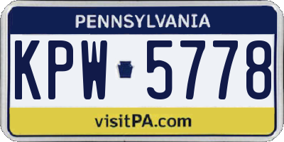 PA license plate KPW5778