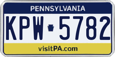 PA license plate KPW5782