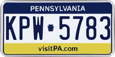 PA license plate KPW5783