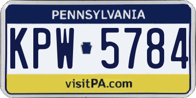 PA license plate KPW5784