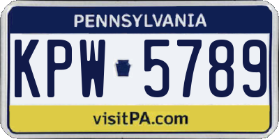 PA license plate KPW5789
