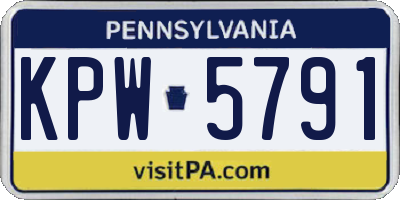 PA license plate KPW5791