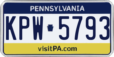 PA license plate KPW5793
