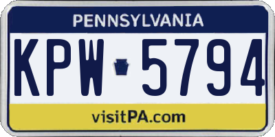 PA license plate KPW5794