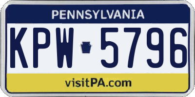 PA license plate KPW5796