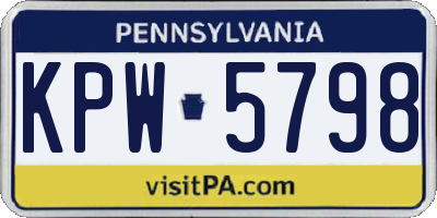 PA license plate KPW5798