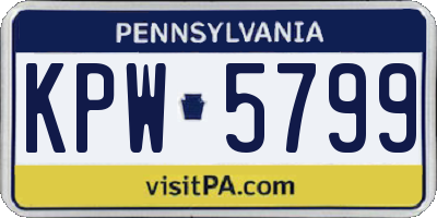 PA license plate KPW5799