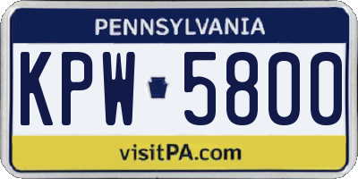 PA license plate KPW5800