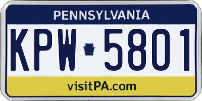 PA license plate KPW5801