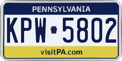 PA license plate KPW5802