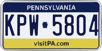 PA license plate KPW5804