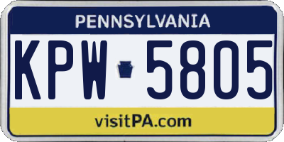 PA license plate KPW5805