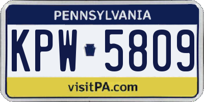 PA license plate KPW5809