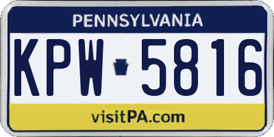 PA license plate KPW5816
