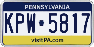 PA license plate KPW5817
