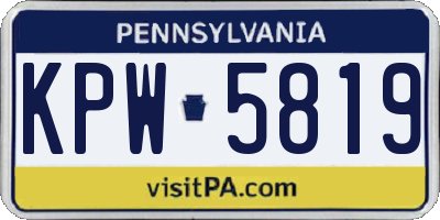 PA license plate KPW5819