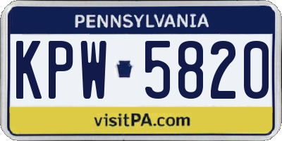 PA license plate KPW5820