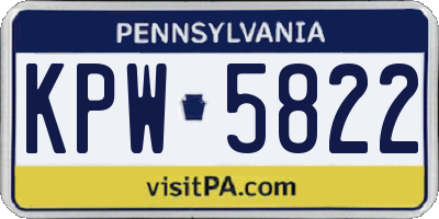 PA license plate KPW5822